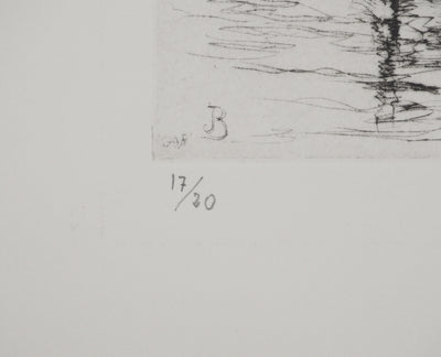 Jean-Eugène BERSIER : Bateaux sur le port, Gravure originale (photo de détail 6) - Crédit photo : Galerie Art.Paris