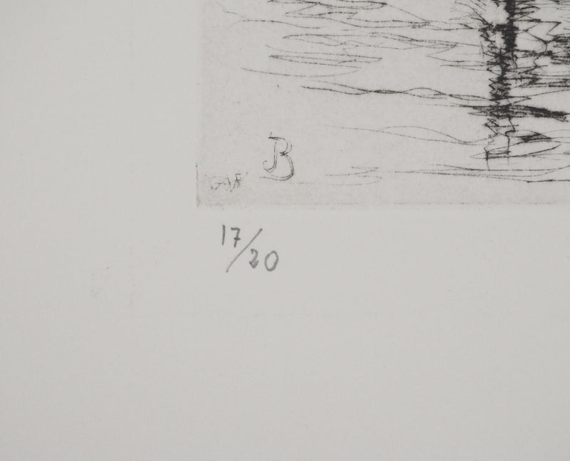Jean-Eugène BERSIER : Bateaux sur le port, Gravure originale (photo de détail 6) - Crédit photo : Galerie Art.Paris