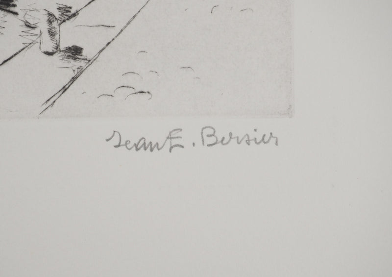 Jean-Eugène BERSIER : Bateaux sur le port, Gravure originale (photo de détail 2) - Crédit photo : Galerie Art.Paris