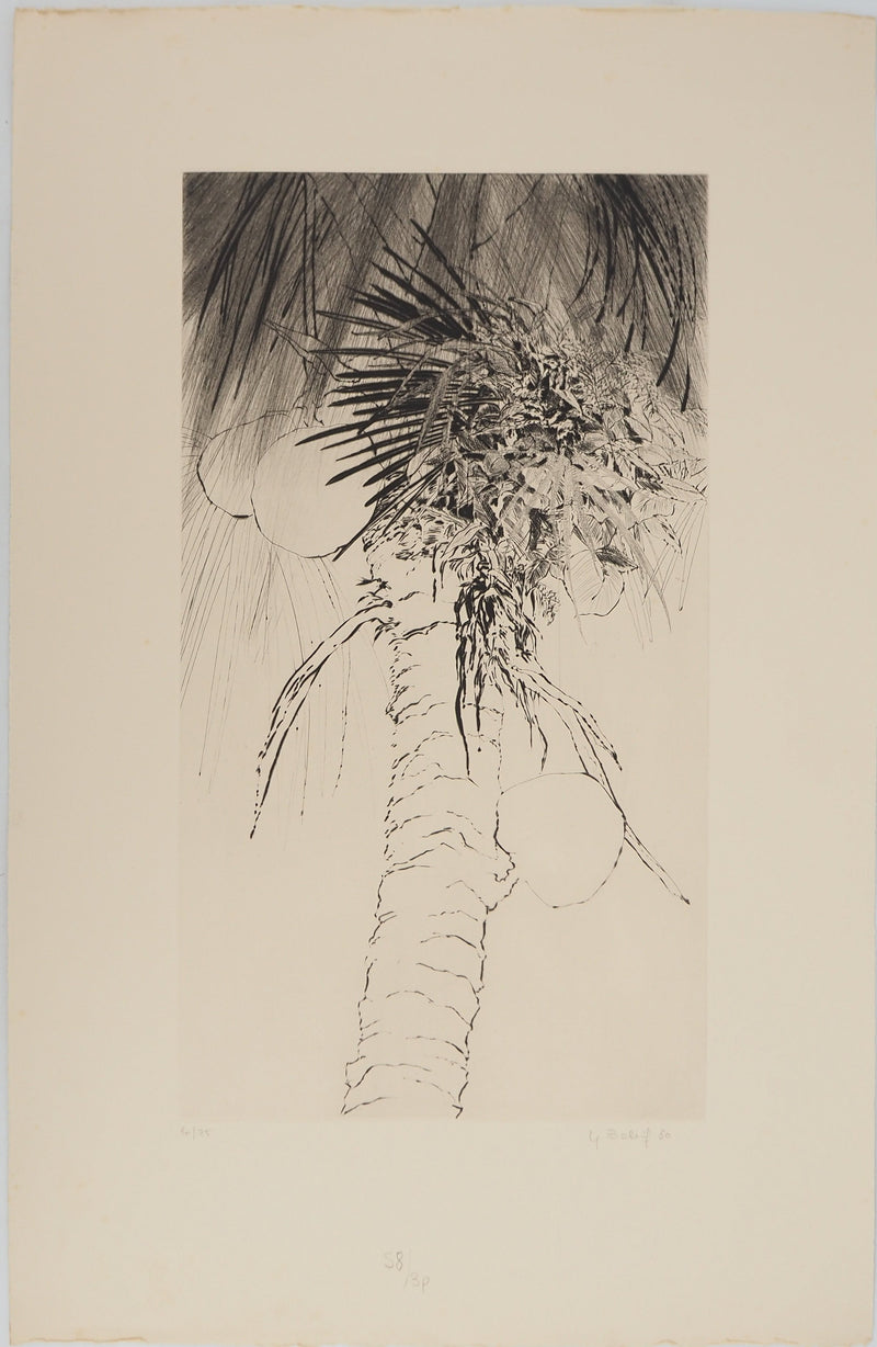 Yannick BALLIF : Le cocotier, Gravure originale (vue générale) - Crédit photo : Galerie Art.Paris