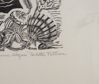 Colette PETTIER : La baigneuse aux algues, Lithographie originale (photo de détail 2) - Crédit photo : Galerie Art.Paris