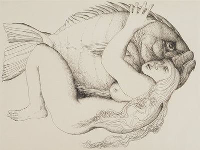 Gunter GRASS : La femme et le poisson, Gravure originale (photo de détail 3) - Crédit photo : Galerie Art.Paris