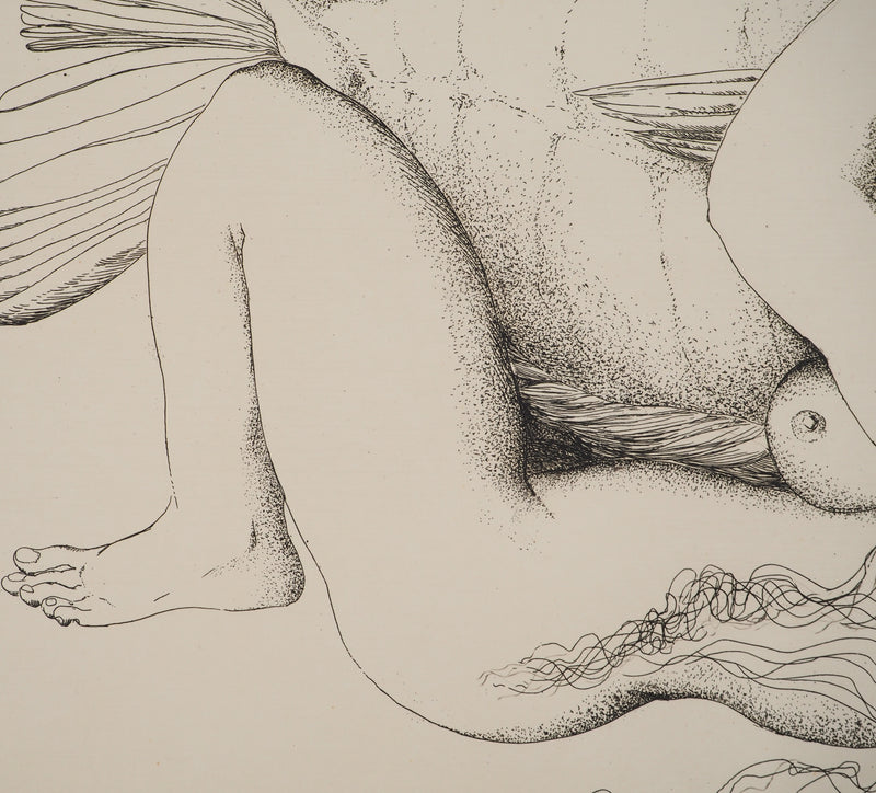 Gunter GRASS : La femme et le poisson, Gravure originale (photo de détail 5) - Crédit photo : Galerie Art.Paris