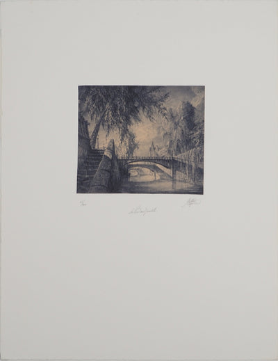 Jean-Michel MATHIEUX-MARIE : Le pont au double, Gravure originale (vue générale) - Crédit photo : Galerie Art.Paris