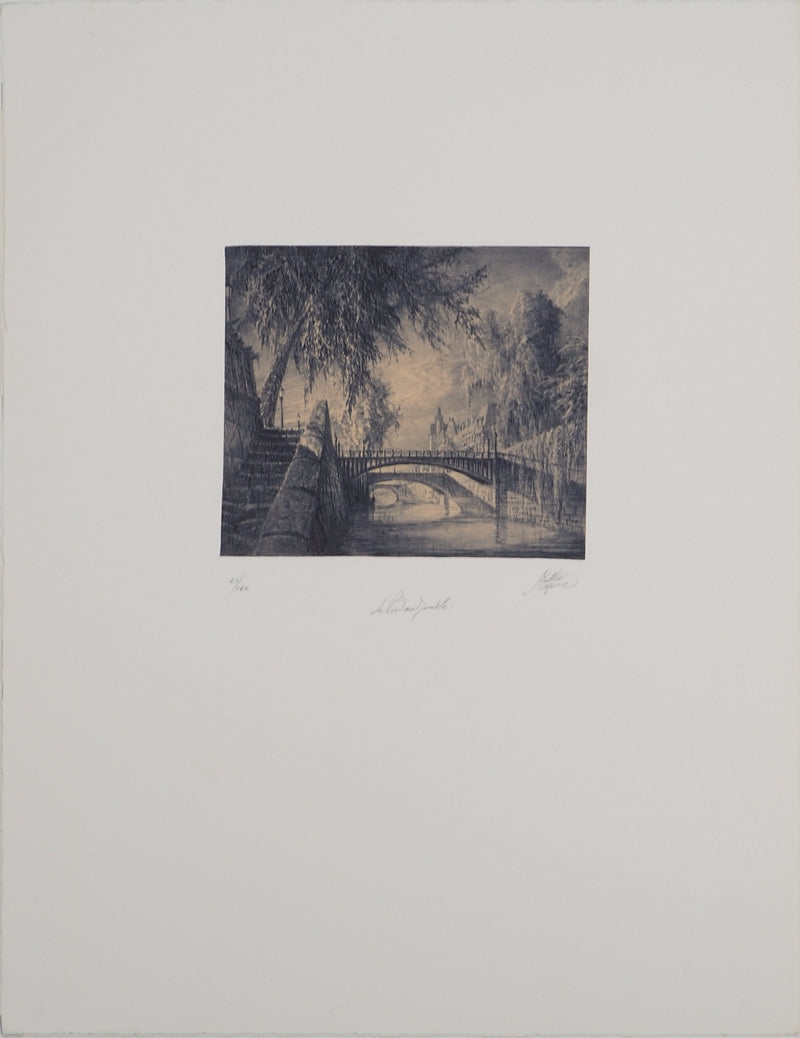 Jean-Michel MATHIEUX-MARIE : Le pont au double, Gravure originale (vue générale) - Crédit photo : Galerie Art.Paris