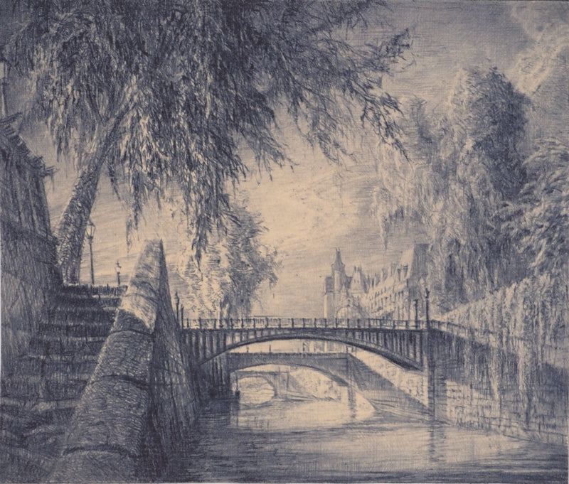 Jean-Michel MATHIEUX-MARIE : Le pont au double, Gravure originale (photo de détail 3) - Crédit photo : Galerie Art.Paris