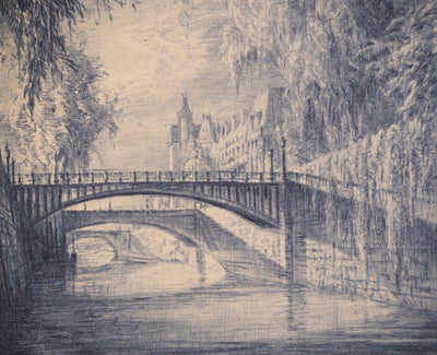 Jean-Michel MATHIEUX-MARIE : Le pont au double, Gravure originale (photo de détail 4) - Crédit photo : Galerie Art.Paris