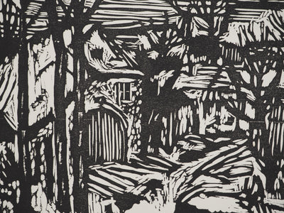 Jacques HALLEZ : Petit village français, Linogravure originale (photo de détail 6) - Crédit photo : Galerie Art.Paris