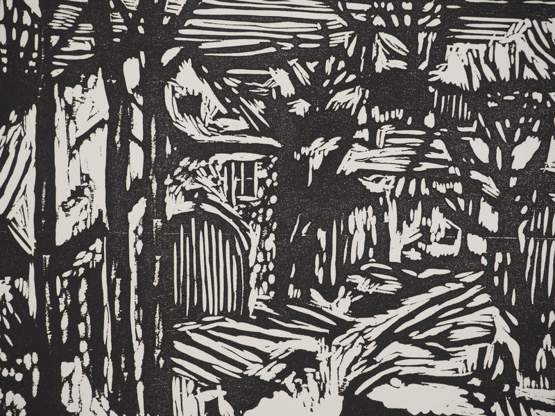Jacques HALLEZ : Petit village français, Linogravure originale (photo de détail 6) - Crédit photo : Galerie Art.Paris