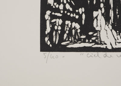 Jacques HALLEZ : Petit village français, Linogravure originale (photo de détail 7) - Crédit photo : Galerie Art.Paris