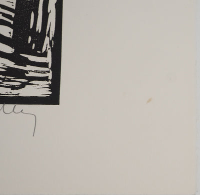 Jacques HALLEZ : Petit village français, Linogravure originale (photo de détail 8) - Crédit photo : Galerie Art.Paris