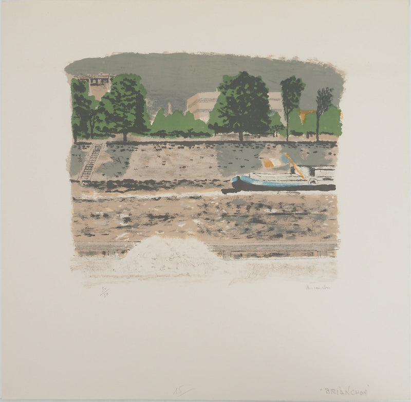 Maurice BRIANCHON : Vue sur le canal , Lithographie originale (vue générale) - Crédit photo : Galerie Art.Paris
