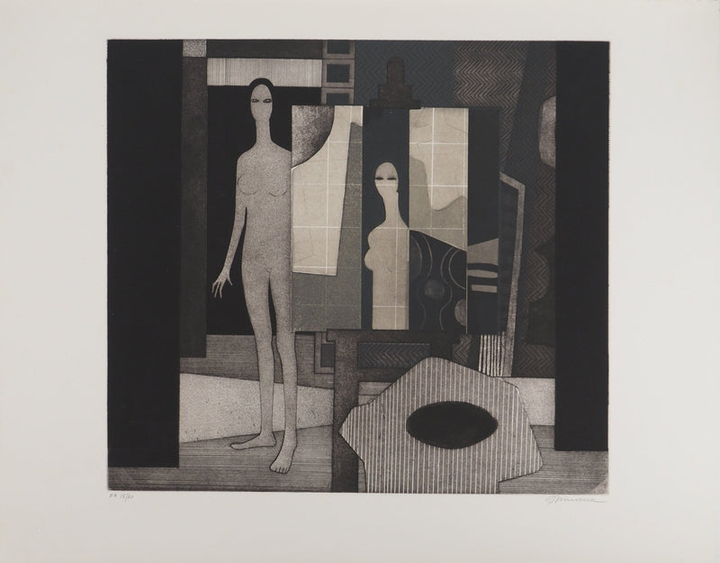 André MINAUX : Le modèle, Gravure originale (vue générale) - Crédit photo : Galerie Art.Paris