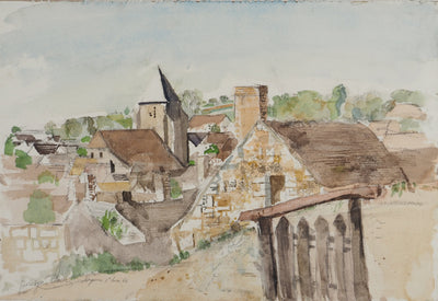 Pierre-Eugène CLAIRIN : Petit village reculé, Aquarelle originale (vue générale) - Crédit photo : Galerie Art.Paris