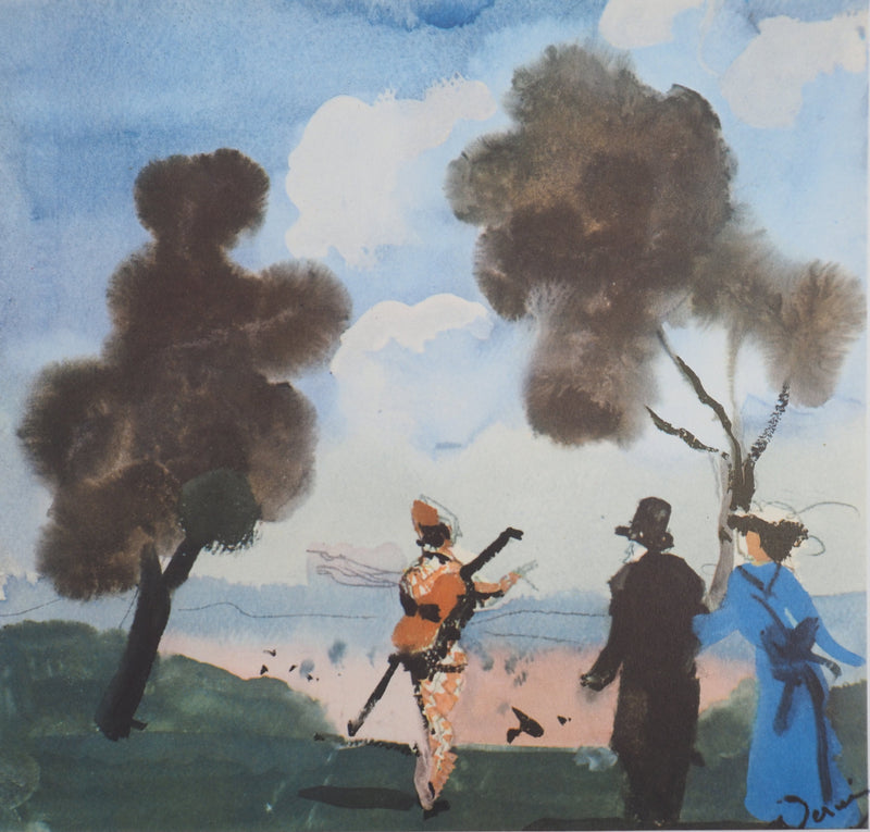 André DERAIN : Promenade élégante, Lithographie et pochoir signée