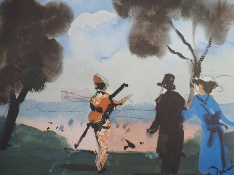 André DERAIN : Promenade élégante, Lithographie et pochoir signée