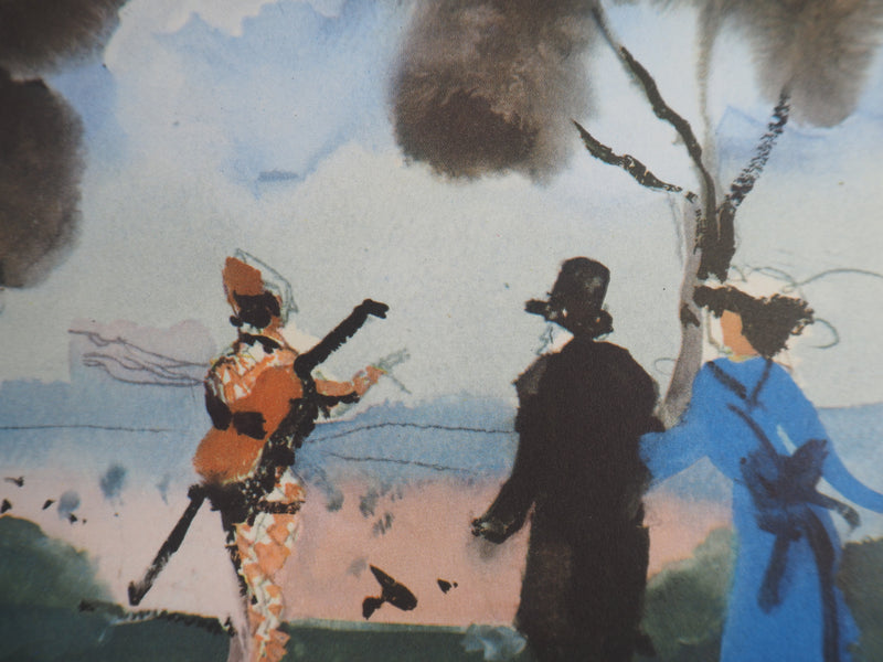 André DERAIN : Promenade élégante, Lithographie et pochoir signée