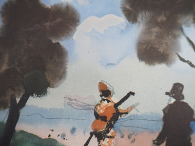 André DERAIN : Promenade élégante, Lithographie et pochoir signée