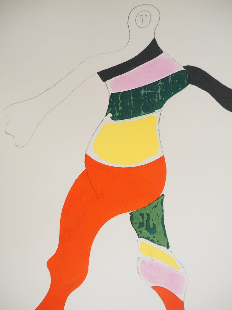 Joan MIRO : Danseur coloré, la Toupie, Lithographie et pochoir signée