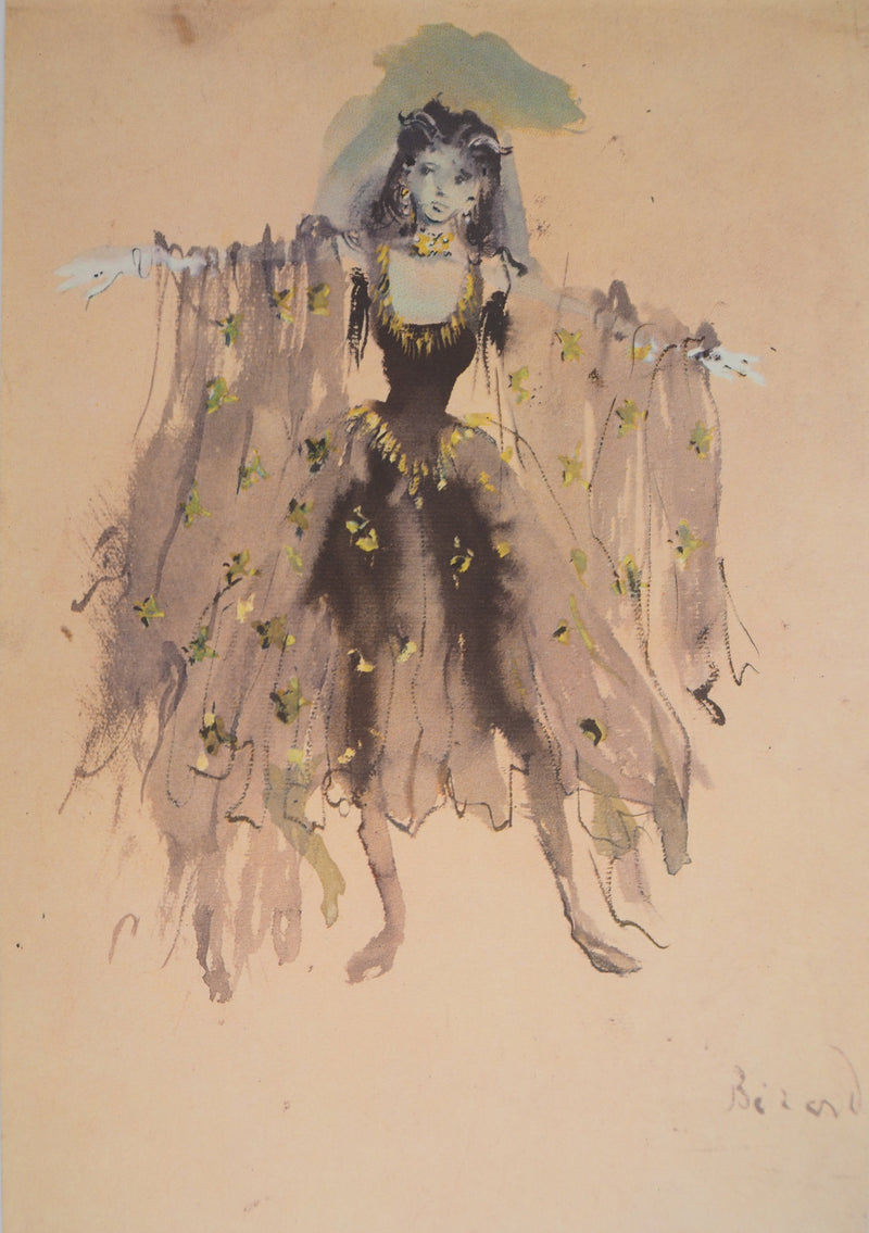 Christian BERARD : Gitane, La belle endormie, Lithographie et pochoir signée