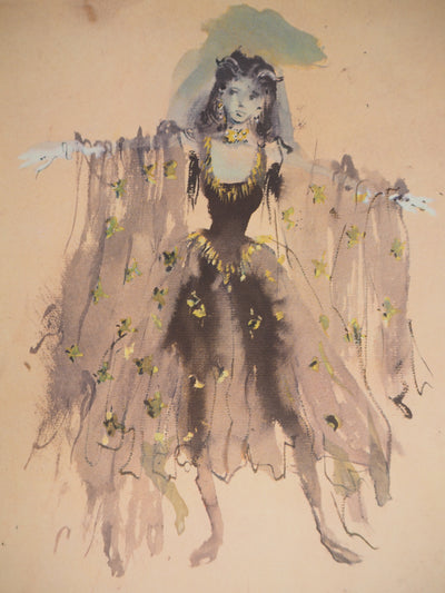 Christian BERARD : Gitane, La belle endormie, Lithographie et pochoir signée