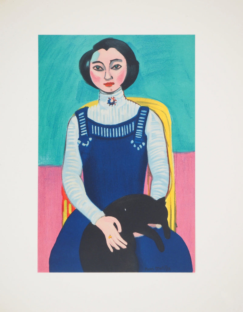 Henri MATISSE : Jeune femme au chat (Margueritte Matisse), Lithographie originale (vue générale) - Crédit photo : Galerie Art.Paris