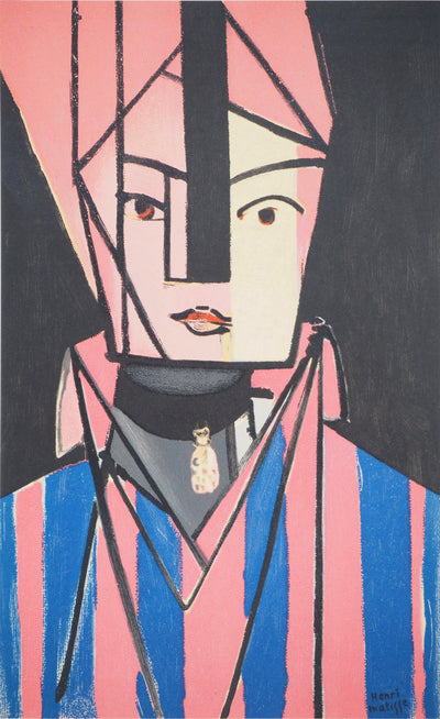 Henri MATISSE : Portrait cubiste blanc et rose (Margueritte Matisse), Lithographie originale (photo de détail 3) - Crédit photo : Galerie Art.Paris