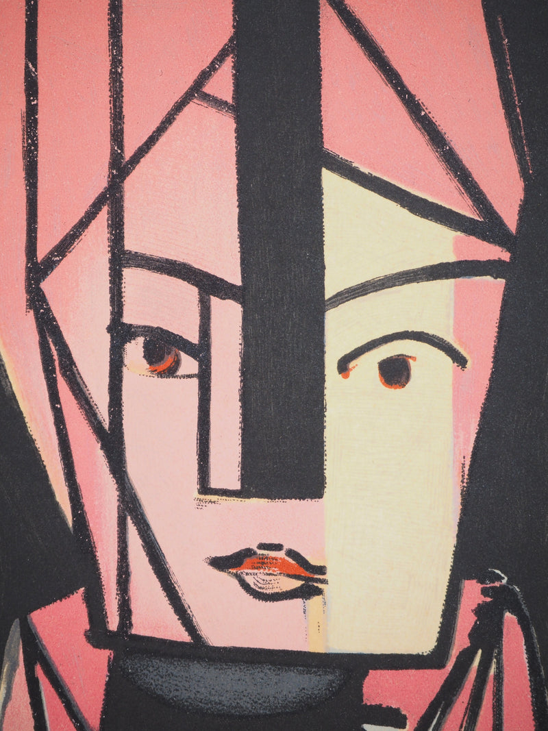 Henri MATISSE : Portrait cubiste blanc et rose (Margueritte Matisse), Lithographie originale (photo de détail 4) - Crédit photo : Galerie Art.Paris