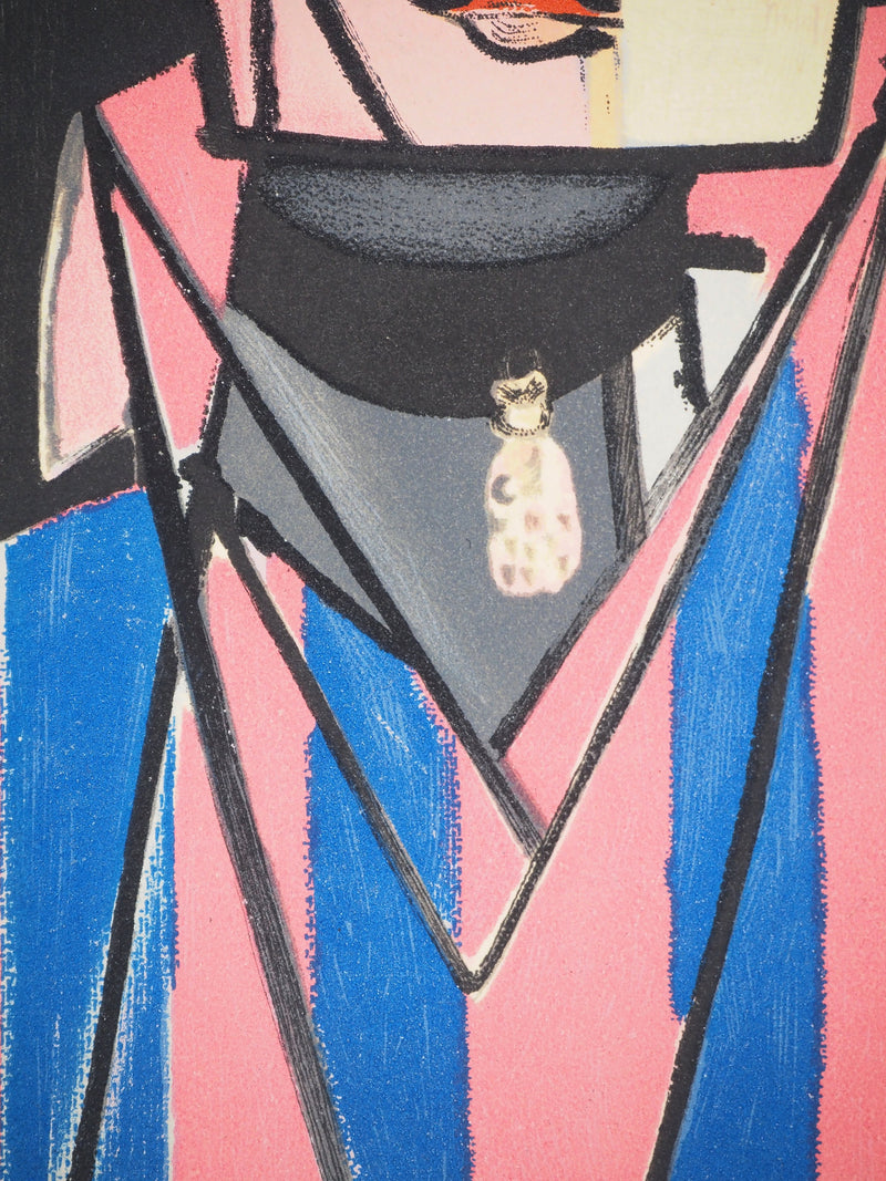 Henri MATISSE : Portrait cubiste blanc et rose (Margueritte Matisse), Lithographie originale (photo de détail 5) - Crédit photo : Galerie Art.Paris