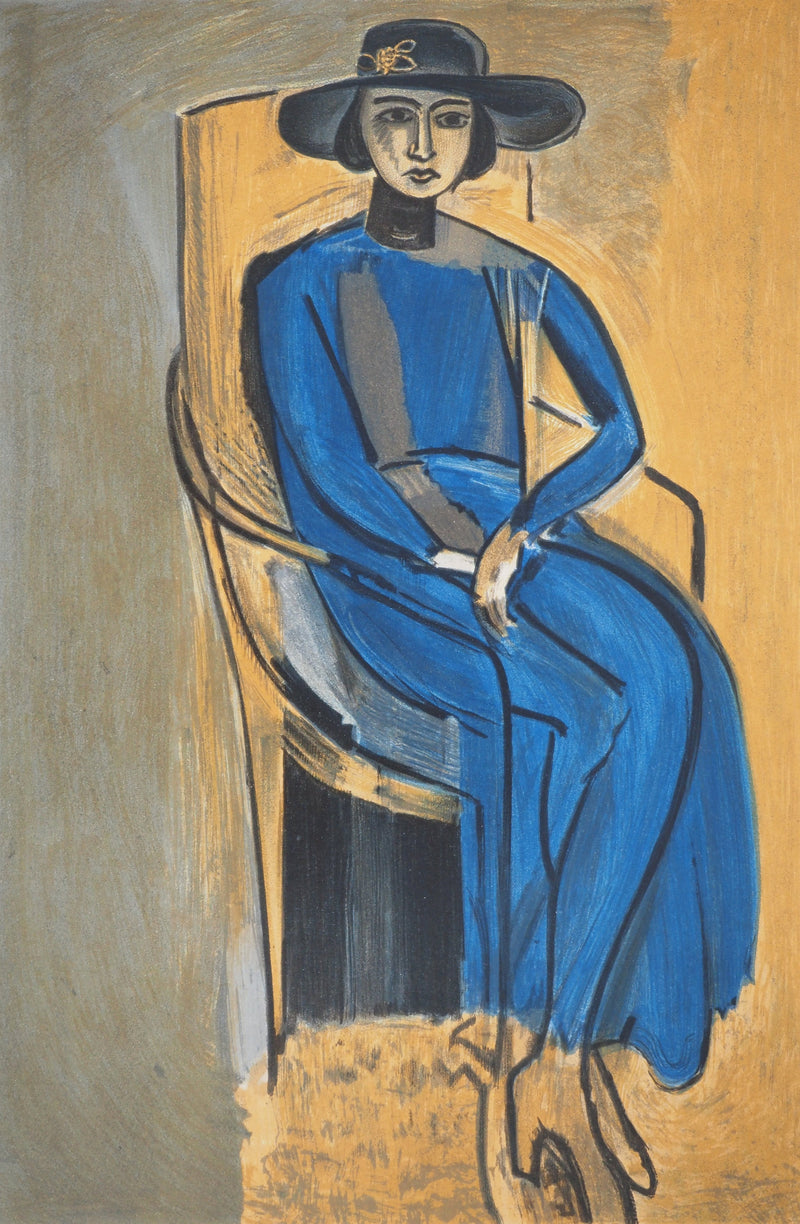 Henri MATISSE : Elégante en robe bleu (Madame Greta Prozor), Lithographie originale (vue générale) - Crédit photo : Galerie Art.Paris