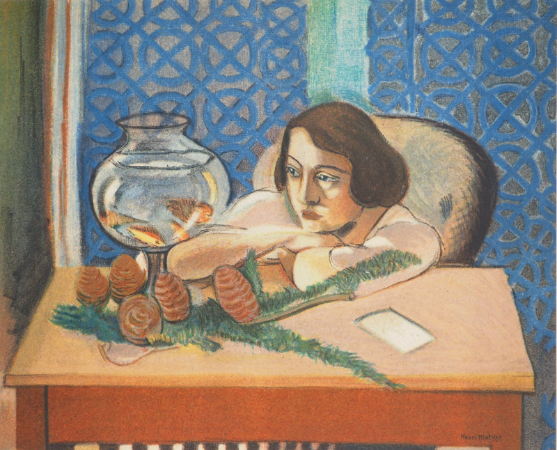 Henri MATISSE : Femme devant un aquarium, Lithographie originale (vue générale) - Crédit photo : Galerie Art.Paris