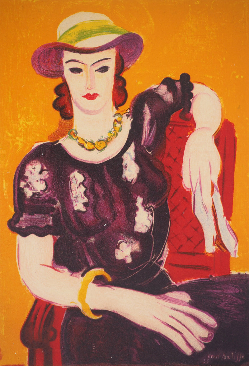 Henri MATISSE : Femme à la chaise rouge, Lithographie originale (photo de détail 3) - Crédit photo : Galerie Art.Paris