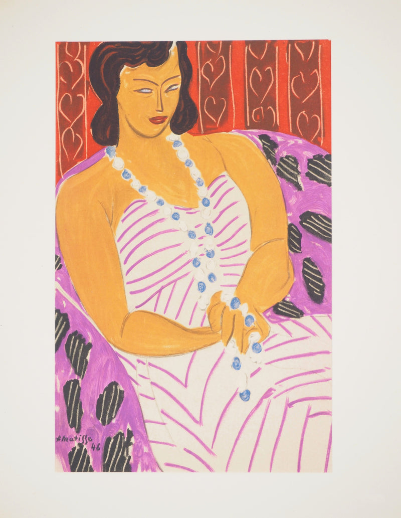 Henri MATISSE : Dame à la robe blanche, Lithographie originale (vue générale) - Crédit photo : Galerie Art.Paris