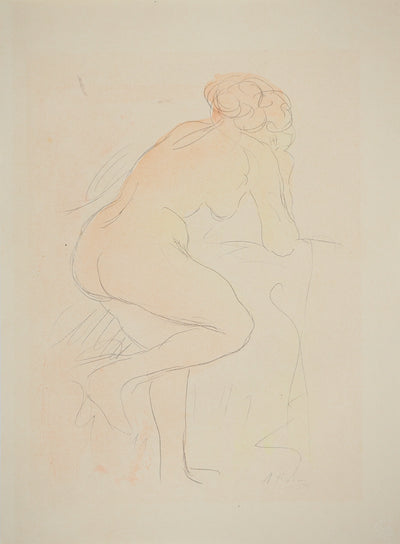 Auguste RODIN : Nu appuyé sur un fauteuil, Lithographie originale (vue générale) - Crédit photo : Galerie Art.Paris