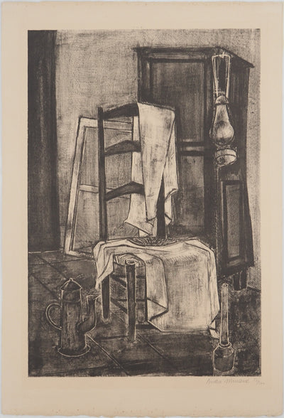 André MINAUX : Intérieur d'atelier, Lithographie originale (vue générale) - Crédit photo : Galerie Art.Paris