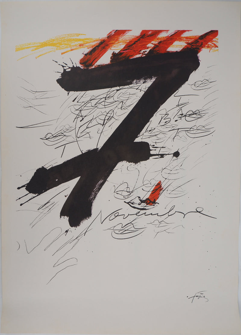 Antoni TAPIES : Catalogne : 7 Novembre, Rouge et noi, Affiche originale (vue générale) - Crédit photo : Galerie Art.Paris
