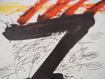 Antoni TAPIES : Catalogne : 7 Novembre, Rouge et noi, Affiche originale (photo de détail 2) - Crédit photo : Galerie Art.Paris