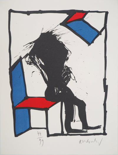 Pierre ALECHINSKY : Les Ambassadeurs : Muse assise, Lithographie originale (vue générale) - Crédit photo : Galerie Art.Paris