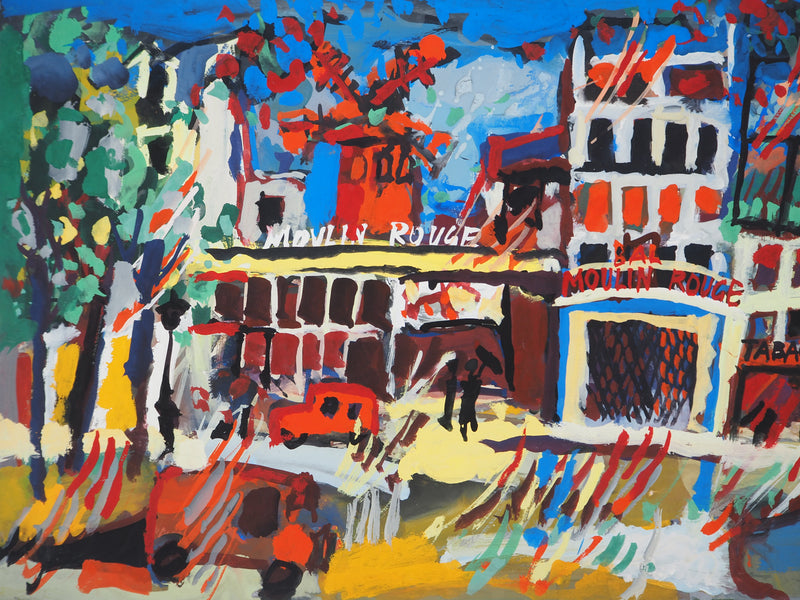 Gabriel PARIS : Le Moulin Rouge, Gouache originale (photo de détail 4) - Crédit photo : Galerie Art.Paris