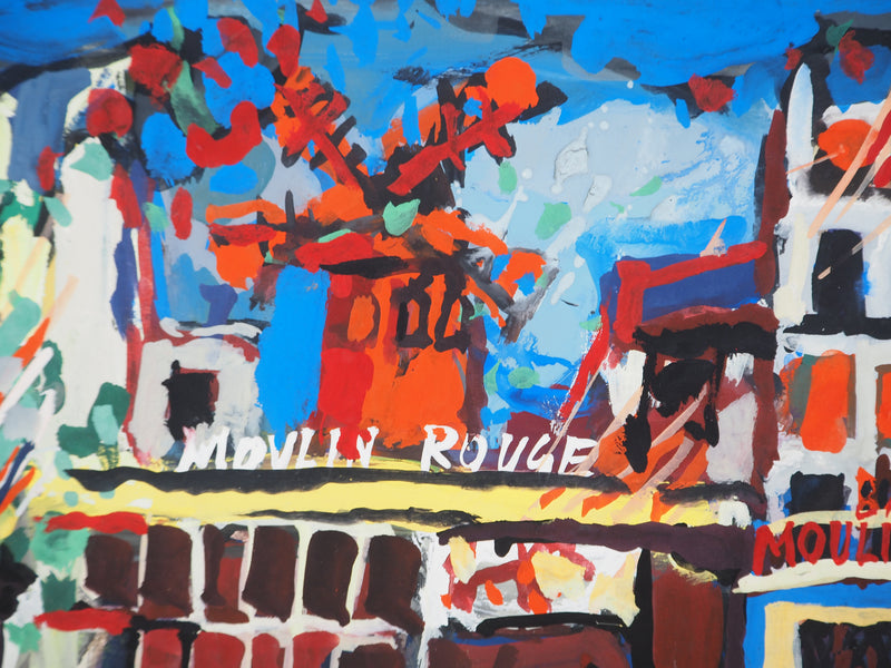 Gabriel PARIS : Le Moulin Rouge, Gouache originale (photo de détail 6) - Crédit photo : Galerie Art.Paris