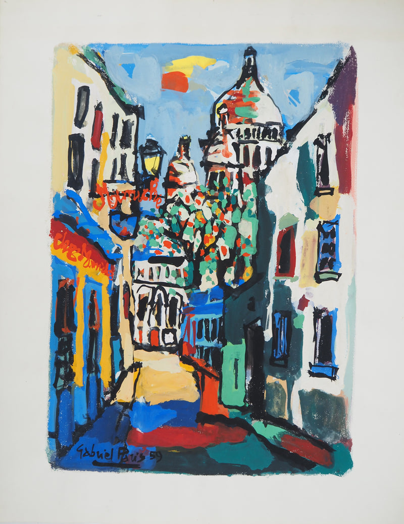 Gabriel PARIS : Le Sacré-Cœur, Gouache originale (photo de détail 3) - Crédit photo : Galerie Art.Paris