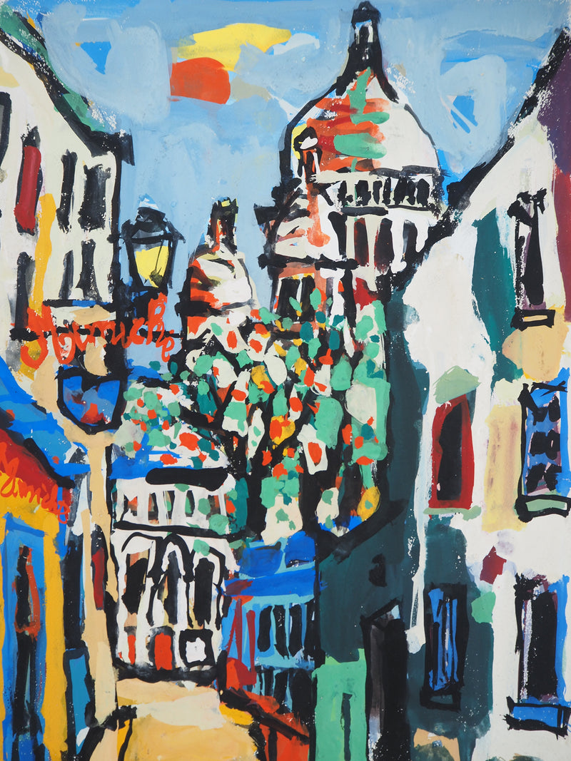 Gabriel PARIS : Le Sacré-Cœur, Gouache originale (photo de détail 4) - Crédit photo : Galerie Art.Paris
