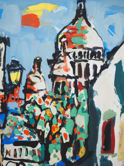 Gabriel PARIS : Le Sacré-Cœur, Gouache originale (photo de détail 5) - Crédit photo : Galerie Art.Paris