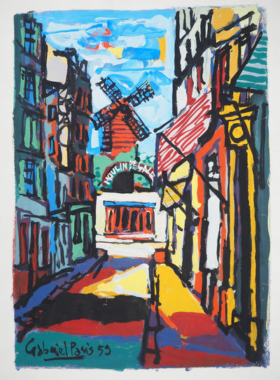 Gabriel PARIS : Le Moulin de la Galette, Gouache originale (vue générale) - Crédit photo : Galerie Art.Paris