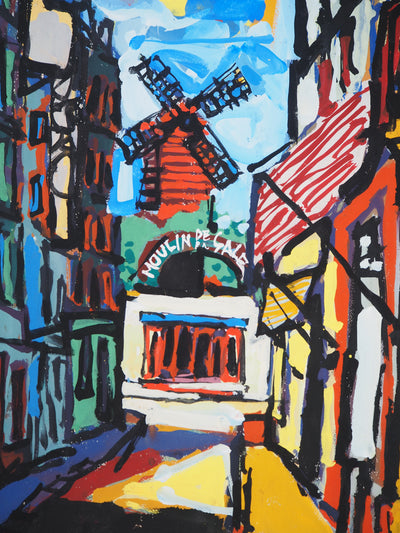 Gabriel PARIS : Le Moulin de la Galette, Gouache originale (photo de détail 4) - Crédit photo : Galerie Art.Paris