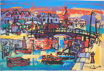 Gabriel PARIS : Les quais parisiens, Gouache originale (vue générale) - Crédit photo : Galerie Art.Paris