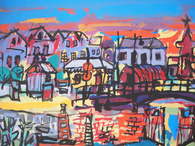 Gabriel PARIS : Les quais parisiens, Gouache originale (photo de détail 3) - Crédit photo : Galerie Art.Paris