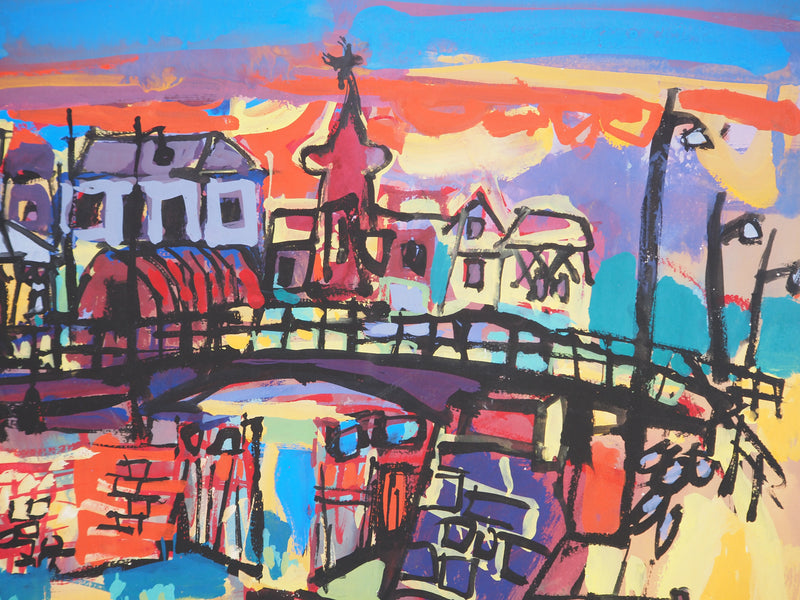 Gabriel PARIS : Les quais parisiens, Gouache originale (photo de détail 5) - Crédit photo : Galerie Art.Paris