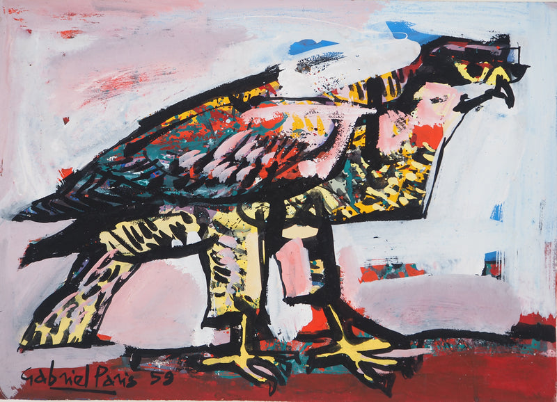 Gabriel PARIS : Aigle royal, Gouache originale (vue générale) - Crédit photo : Galerie Art.Paris