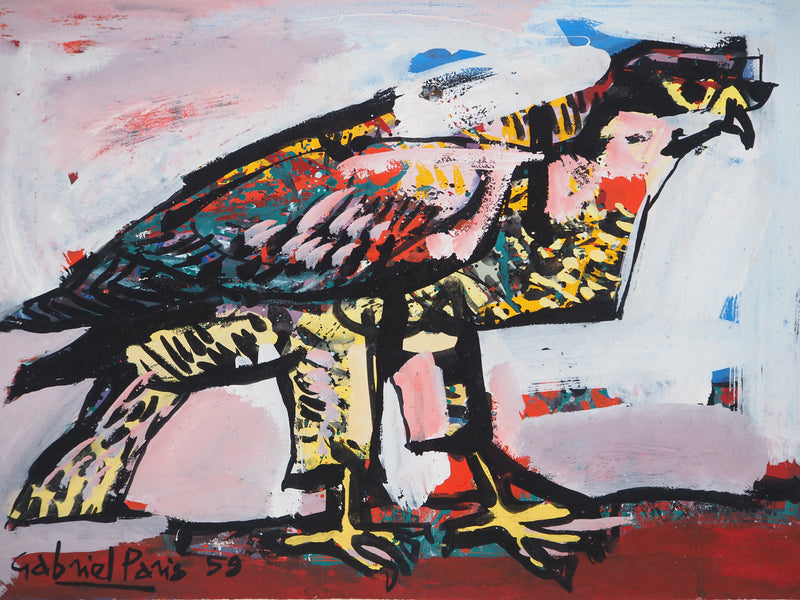 Gabriel PARIS : Aigle royal, Gouache originale (photo de détail 3) - Crédit photo : Galerie Art.Paris